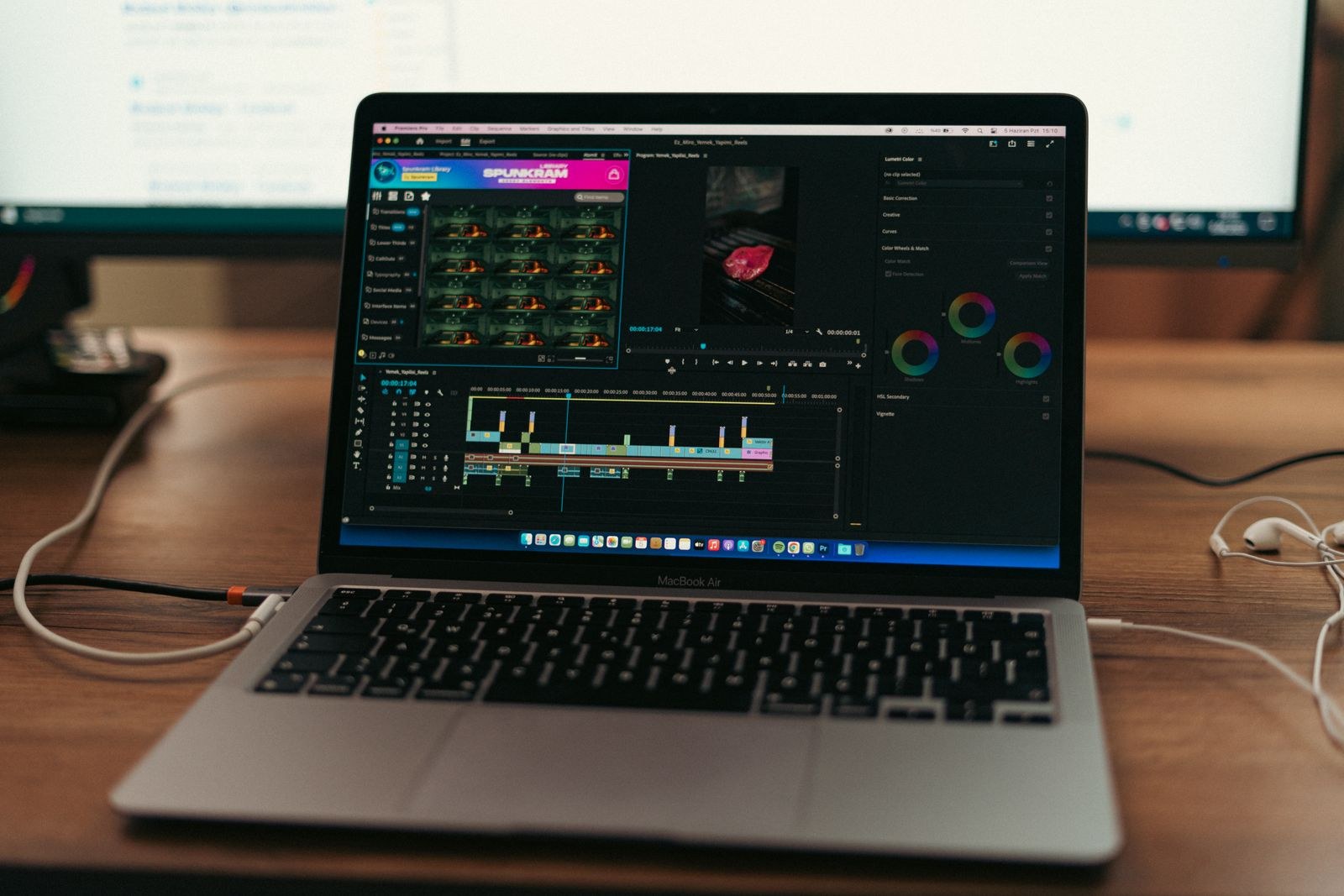 Editor at a workstation reviewing a timeline