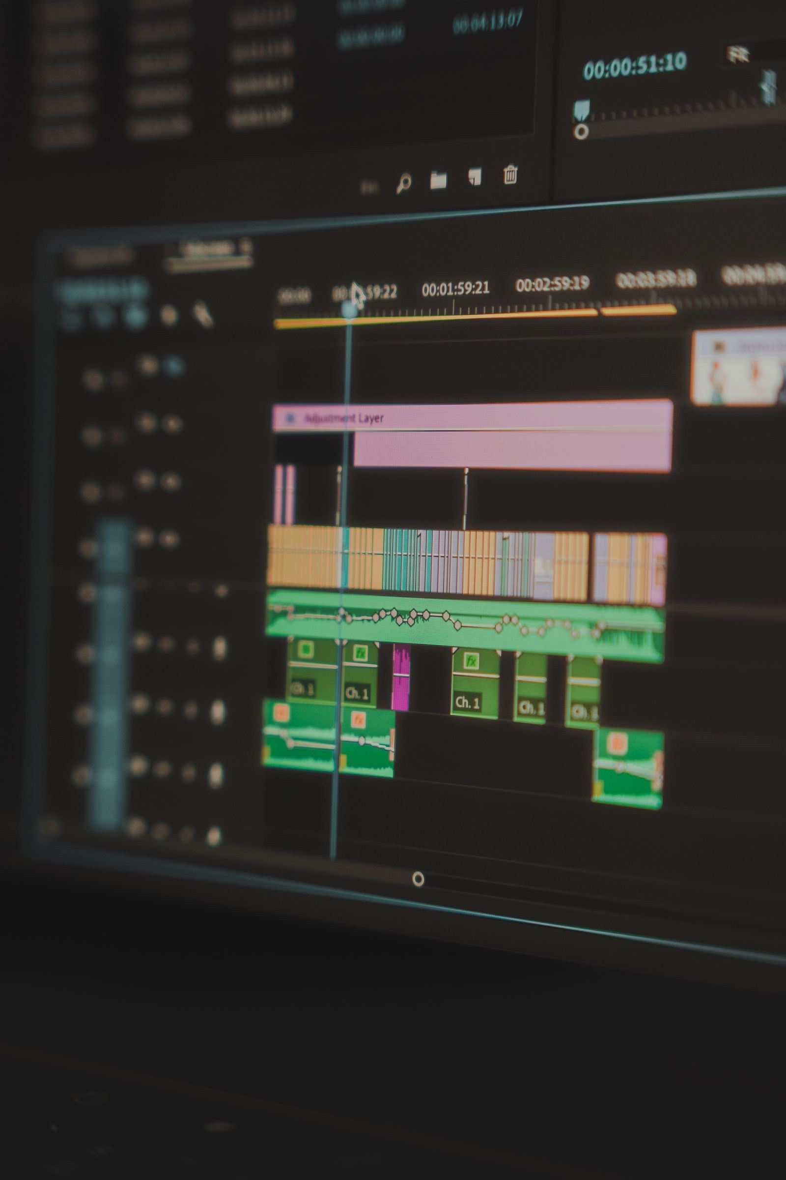 Workspace detail from a project in post-production